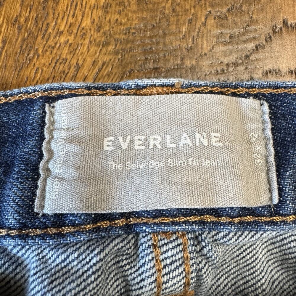 Everlane The Selvedge Slim Fit Denim Jeans Mens Size 32x32 Dark Wash Denim - Picture 2 of 7